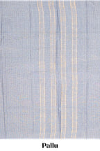 Borderless grey striped narayanapet cotton saree with matching blouse
