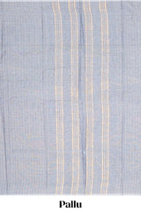 Borderless grey striped narayanapet cotton saree with matching blouse