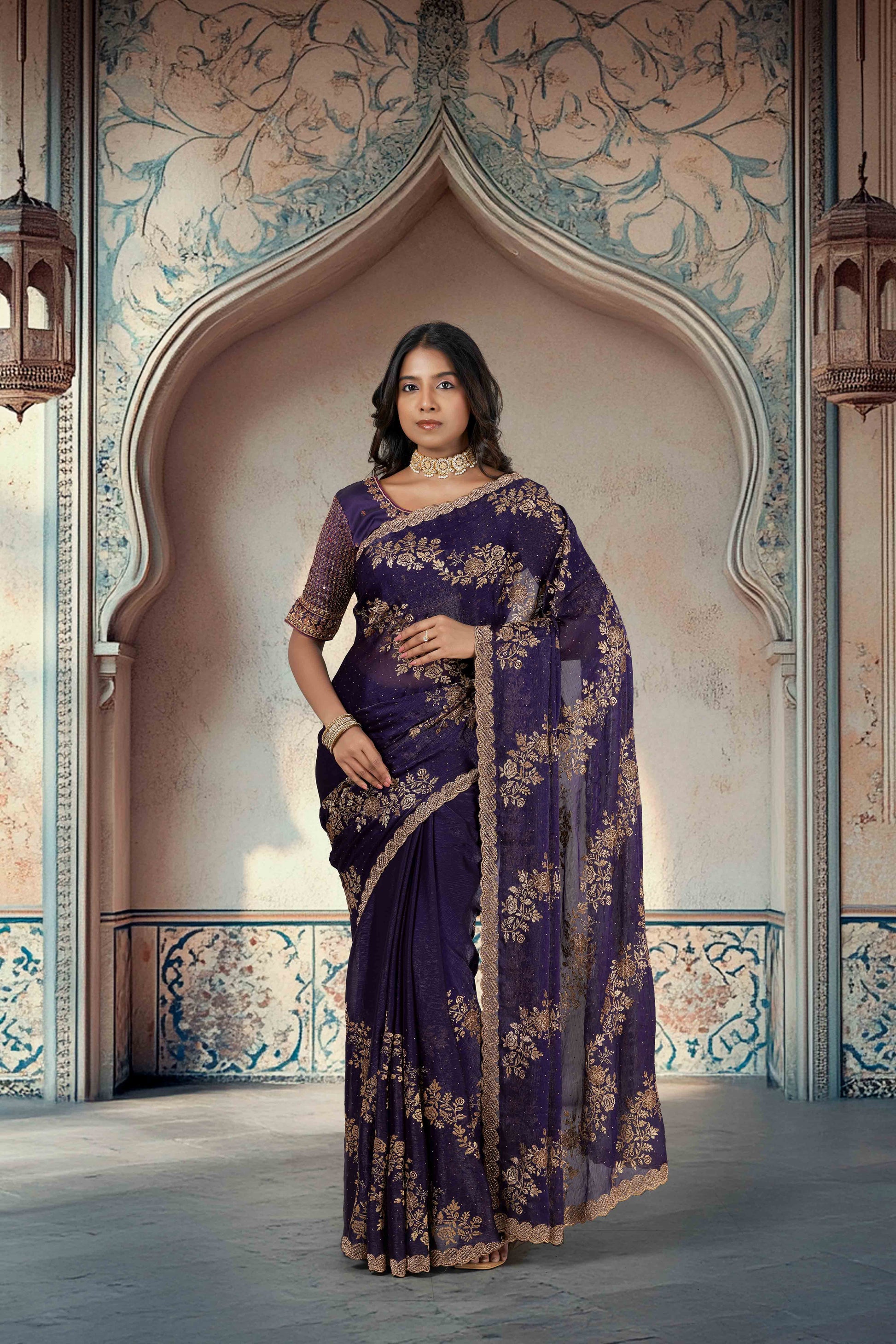 Lavender Designer Sarees