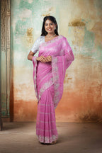 designer fancy saree  silver thread machine  Embroidery With Stone