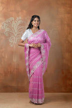 designer fancy saree  silver thread machine  Embroidery With Stone