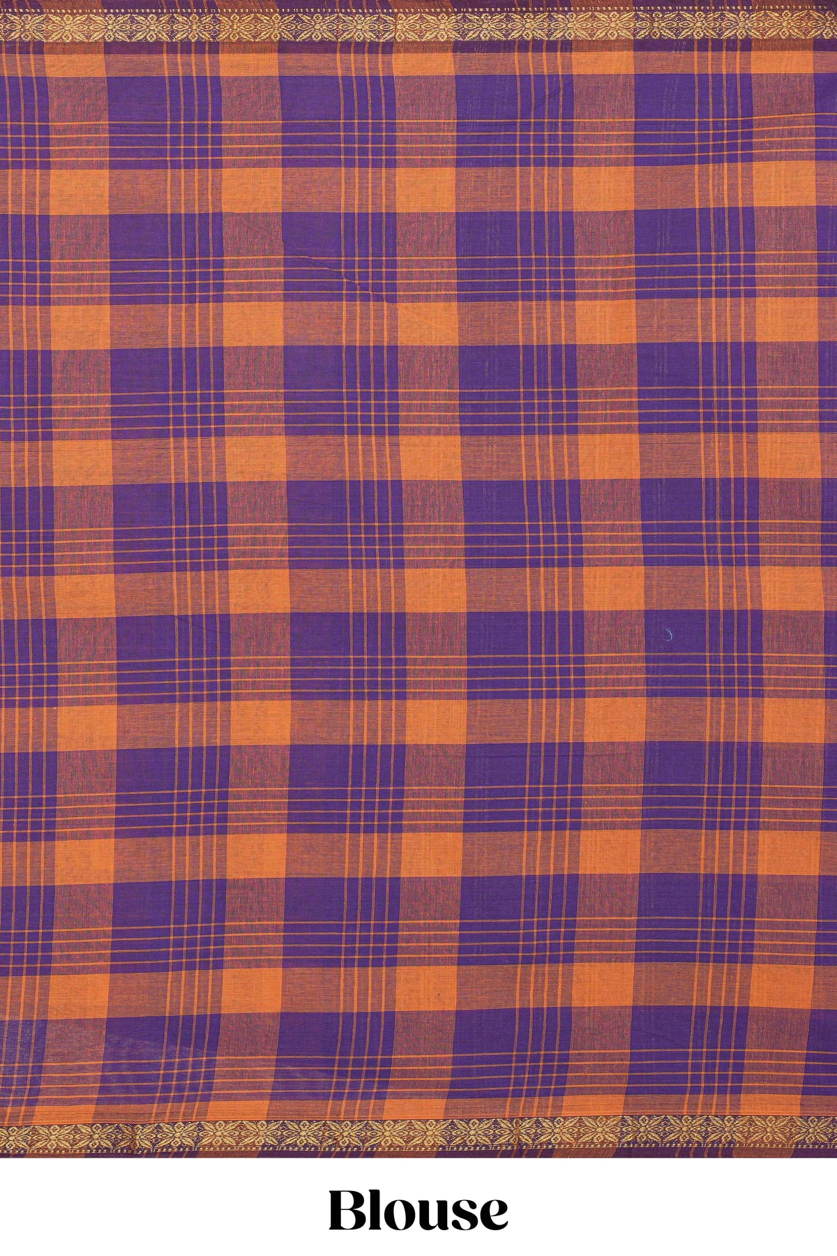 Traditional Purple Madisar Style Nine Yard Saree with checks and traditional zari border and self pallu along with blouse piece