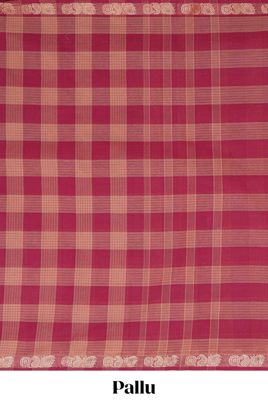 Traditional red Madisar Style Nine Yard Saree with checks and traditional zari motifs border and self pallu along with blouse piece