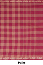 Traditional red Madisar Style Nine Yard Saree with checks and traditional zari motifs border and self pallu along with blouse piece