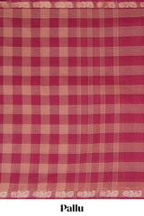 Traditional red Madisar Style Nine Yard Saree with checks and traditional zari motifs border and self pallu along with blouse piece