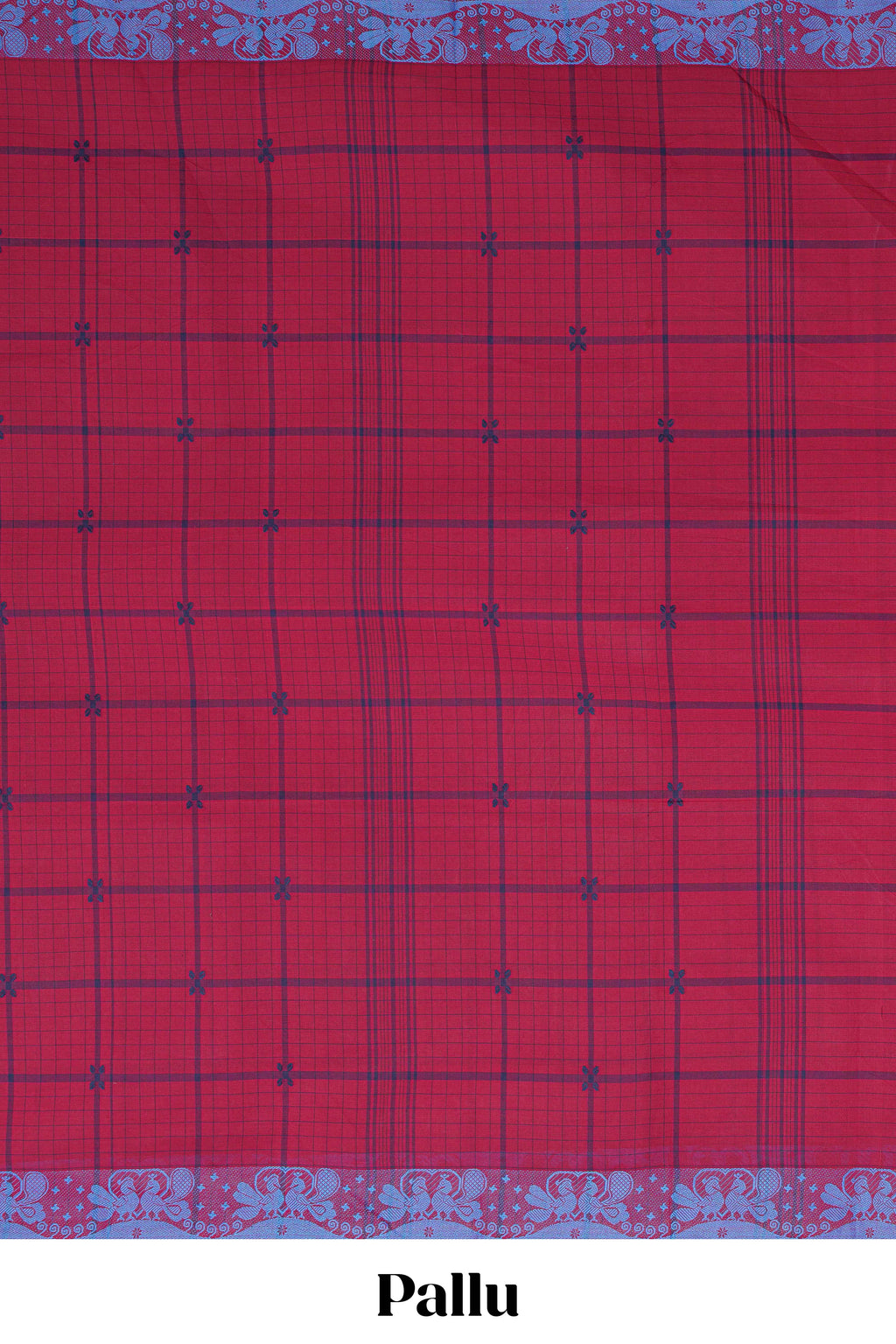 Traditional Maroon Madisar Style Nine Yard Saree with checks and traditional thread motifs border and self pallu along with blouse piece