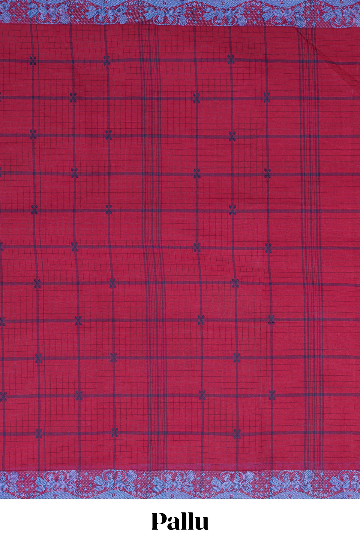 Traditional Maroon Madisar Style Nine Yard Saree with checks and traditional thread motifs border and self pallu along with blouse piece