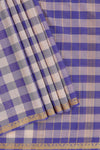 Traditional purpleMadisar Style Nine Yard Saree with checks and traditional thread motifs border and contrast pallu along with blouse piece