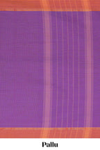 Traditional purple colour Madisar Style Nine Yard Saree with Plain body and traditional thread motifs border and self pallu along with blouse piece