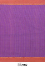 Traditional purple colour Madisar Style Nine Yard Saree with Plain body and traditional thread motifs border and self pallu along with blouse piece