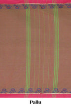 Traditional rust colour Madisar Style Nine Yard Saree with Plain body and traditional thread motifs border and self pallu along with blouse piece