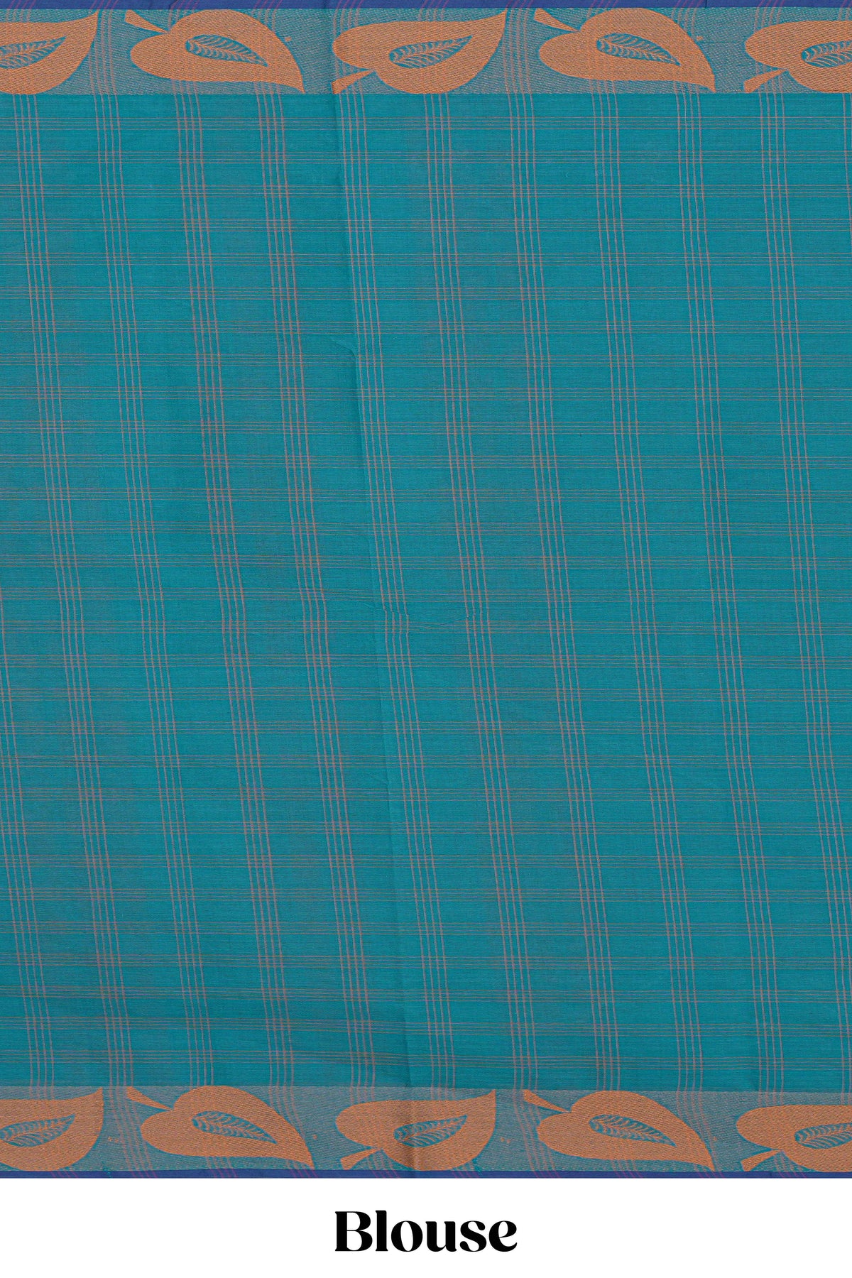 Traditional Peacock blue  Madisar Style Nine Yard Saree with  checks and traditional thread leaves motifs border and self pallu along with blouse piece
