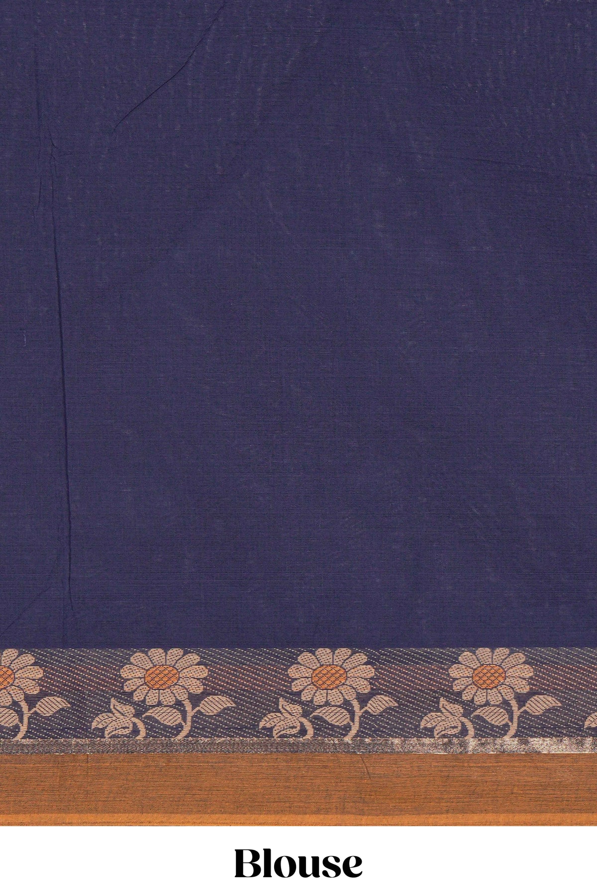 Traditional navy blue  Madisar Style Nine Yard Saree with  plain body and traditional thread motifs border and self pallu along with blouse piece