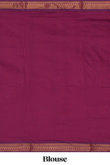 Traditional Indigo colour Madisar Style Nine Yard Saree with buttas and traditional thread motifs border and contrast pallu along with blouse piece