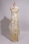 Cream organza saree featuring delicate floral embroidery intricate with silverborder along with blouse