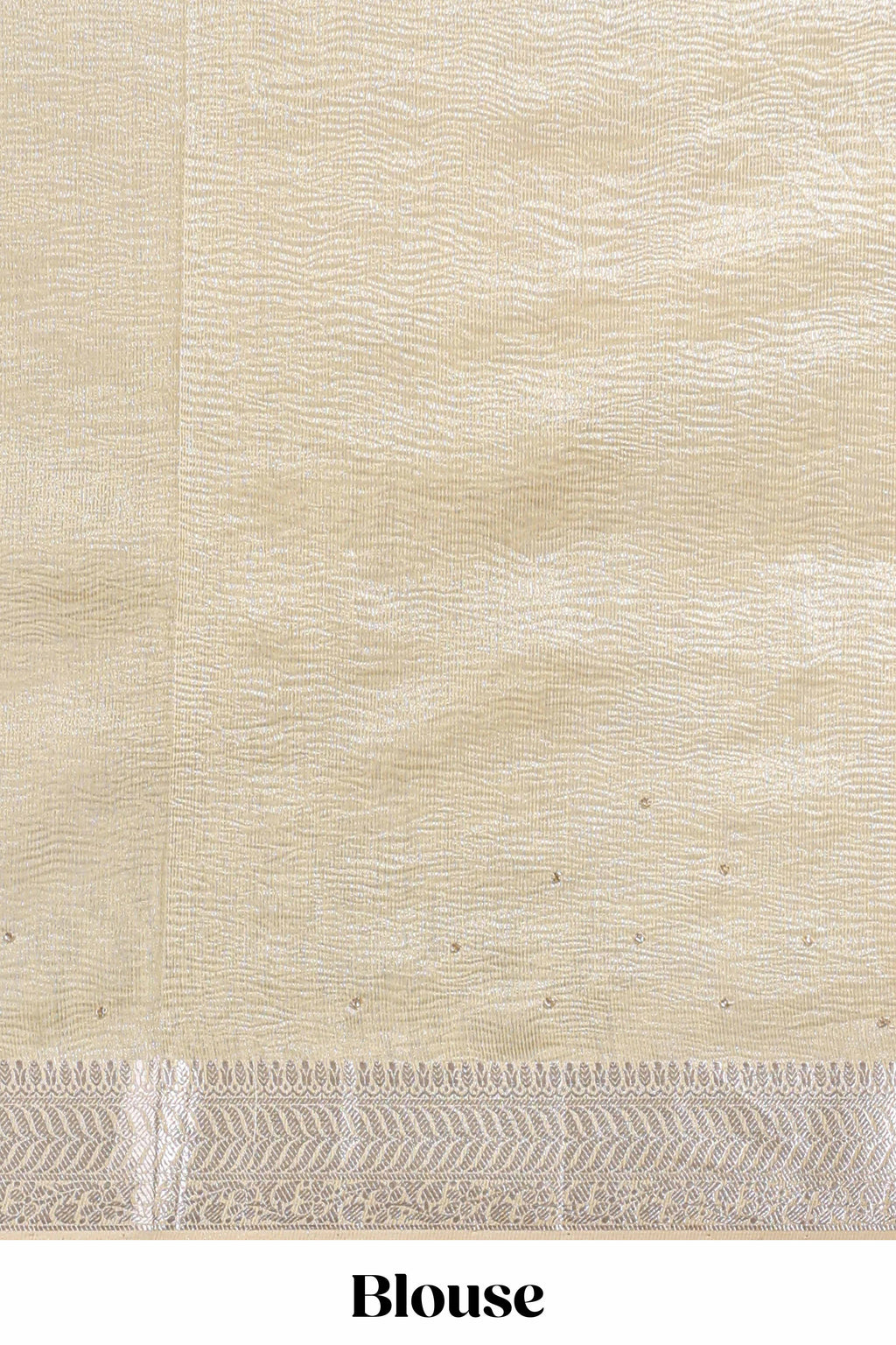 Cream organza saree featuring delicate floral embroidery intricate with silver  border along with blouse