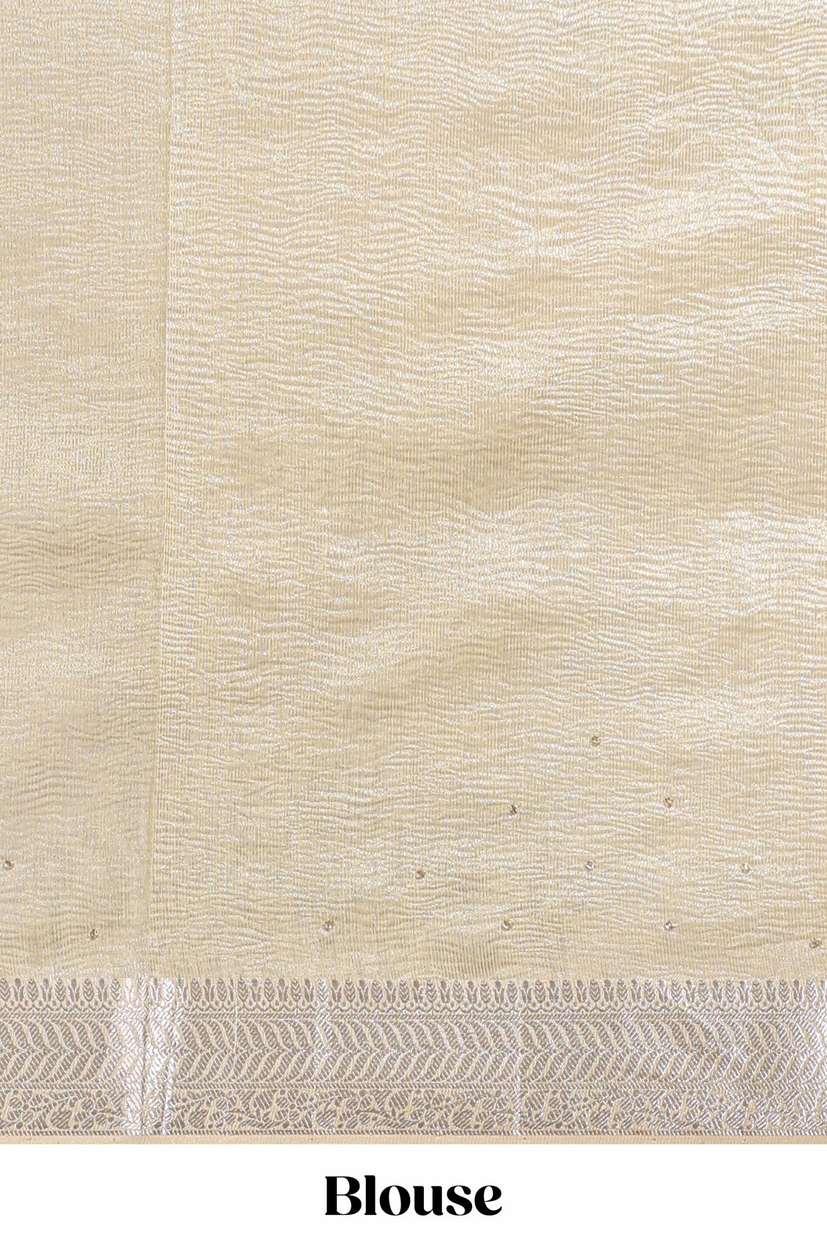 Cream organza saree featuring delicate floral embroidery intricate with silver  border along with blouse