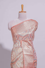 Peach Shade Geometric Design organza saree with Zari border and matching floral motifs blouse