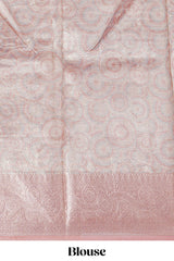 Peach Shade Geometric Design organza saree with Zari border and matching floral motifs blouse