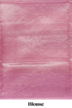 Peach striped design organza saree with floral design border and matching plain blouse