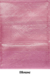 Peach striped design organza saree with floral design border and matching plain blouse