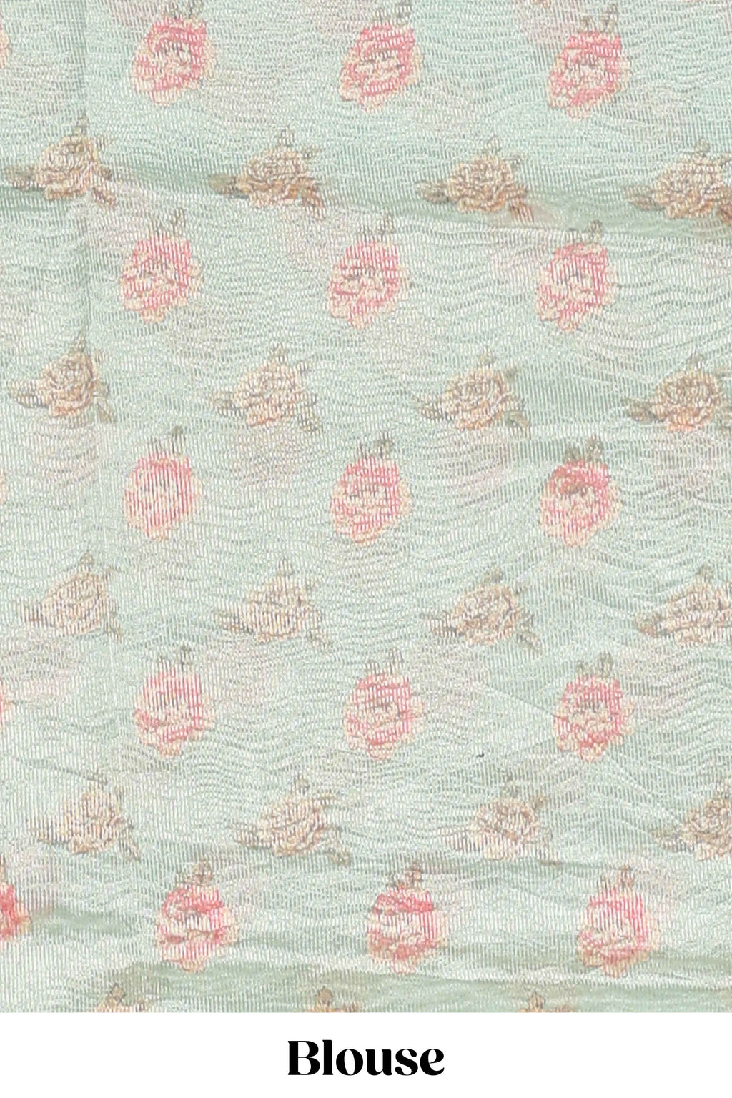 Green striped design organza saree with floral design border and matching floral motifs blouse