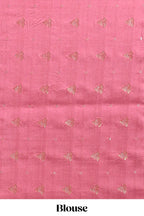 Grey floral design motifs banarasi silk saree with contrast border and printed blouse