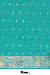 Yellow floral design banarasi silk saree with contrast border and floral printed blouse