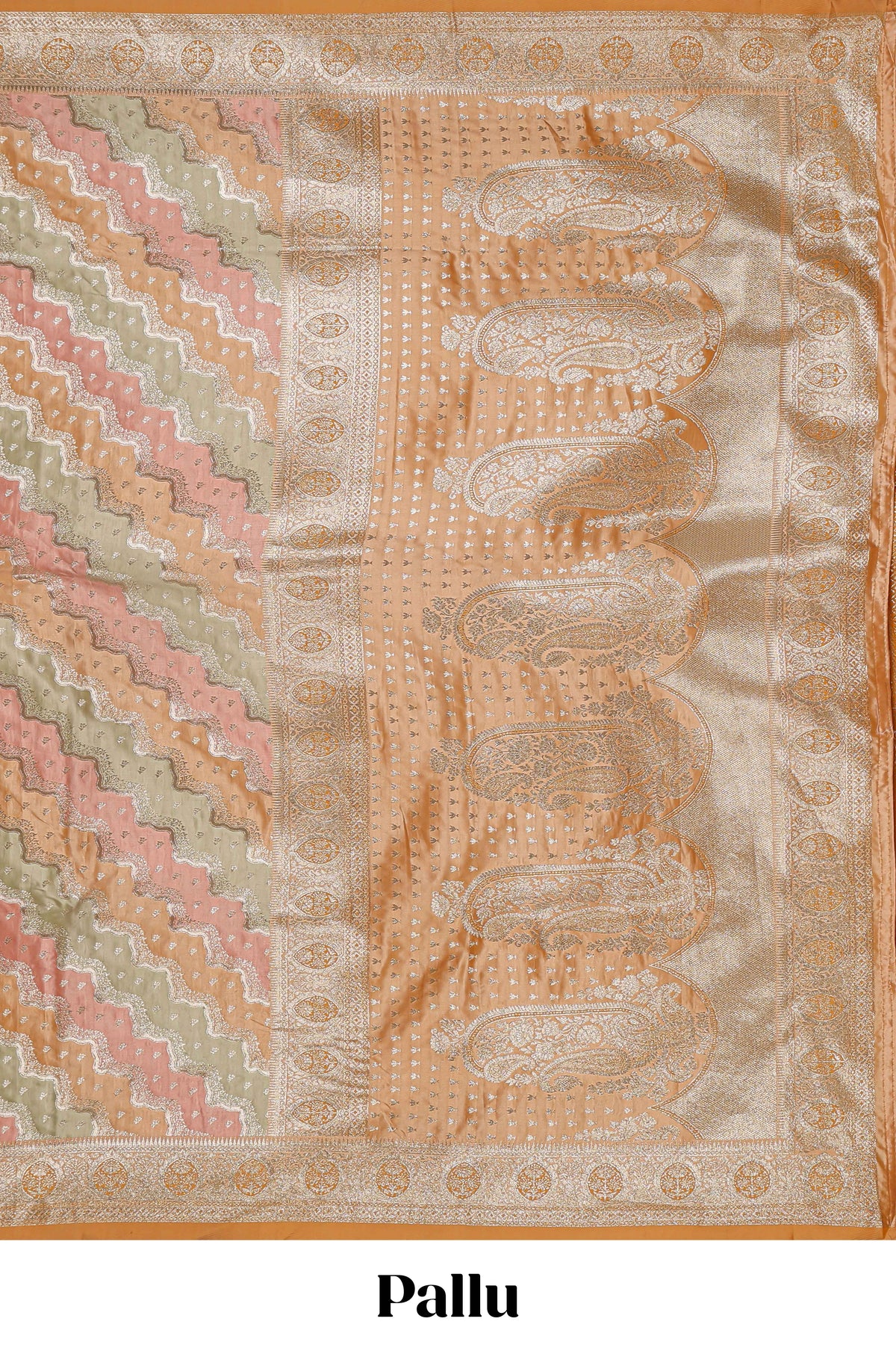Orange floral design motifs banarasi silk saree with self border and matching floral printed blouse