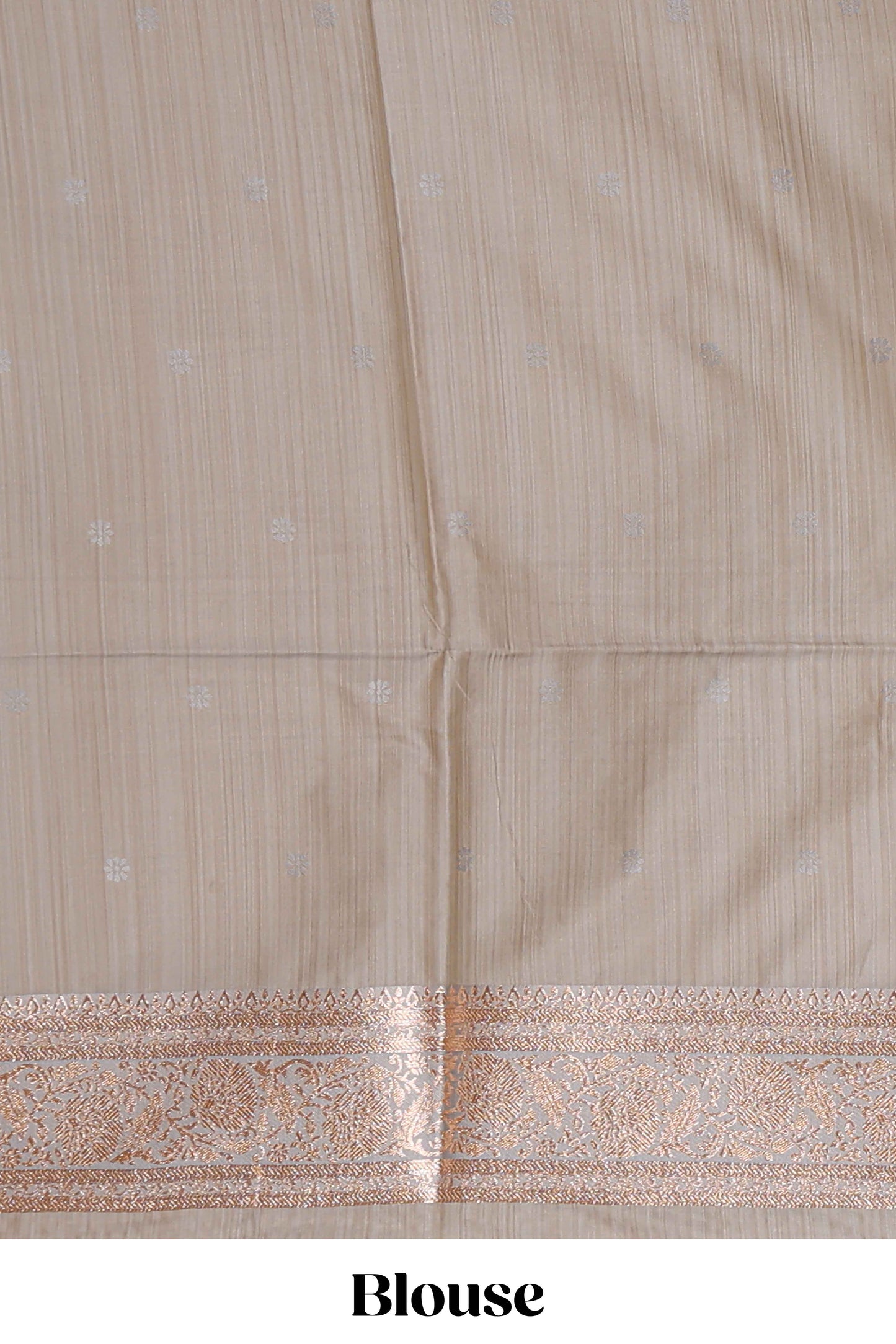 Grey floral design motifs banarasi silk saree with self border and matching floral print blouse