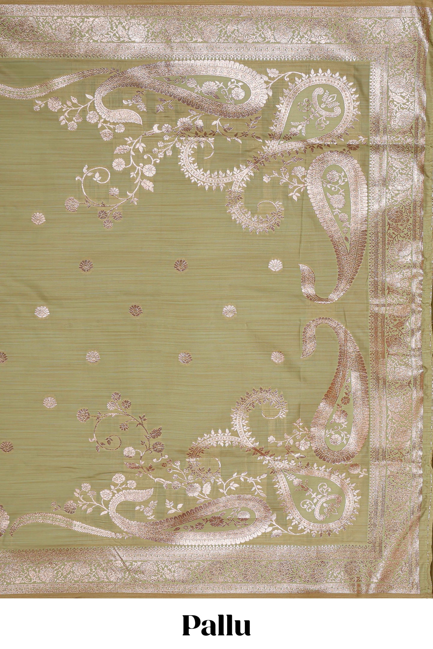 Green floral design motifs banarasi silk saree with self border and matching floral print blouse
