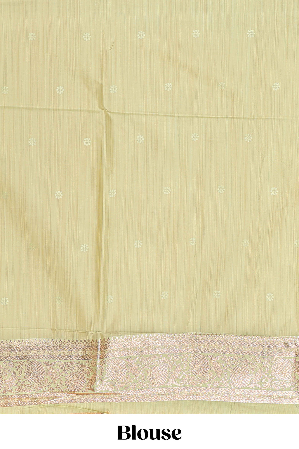 Green floral design motifs banarasi silk saree with self border and matching floral print blouse