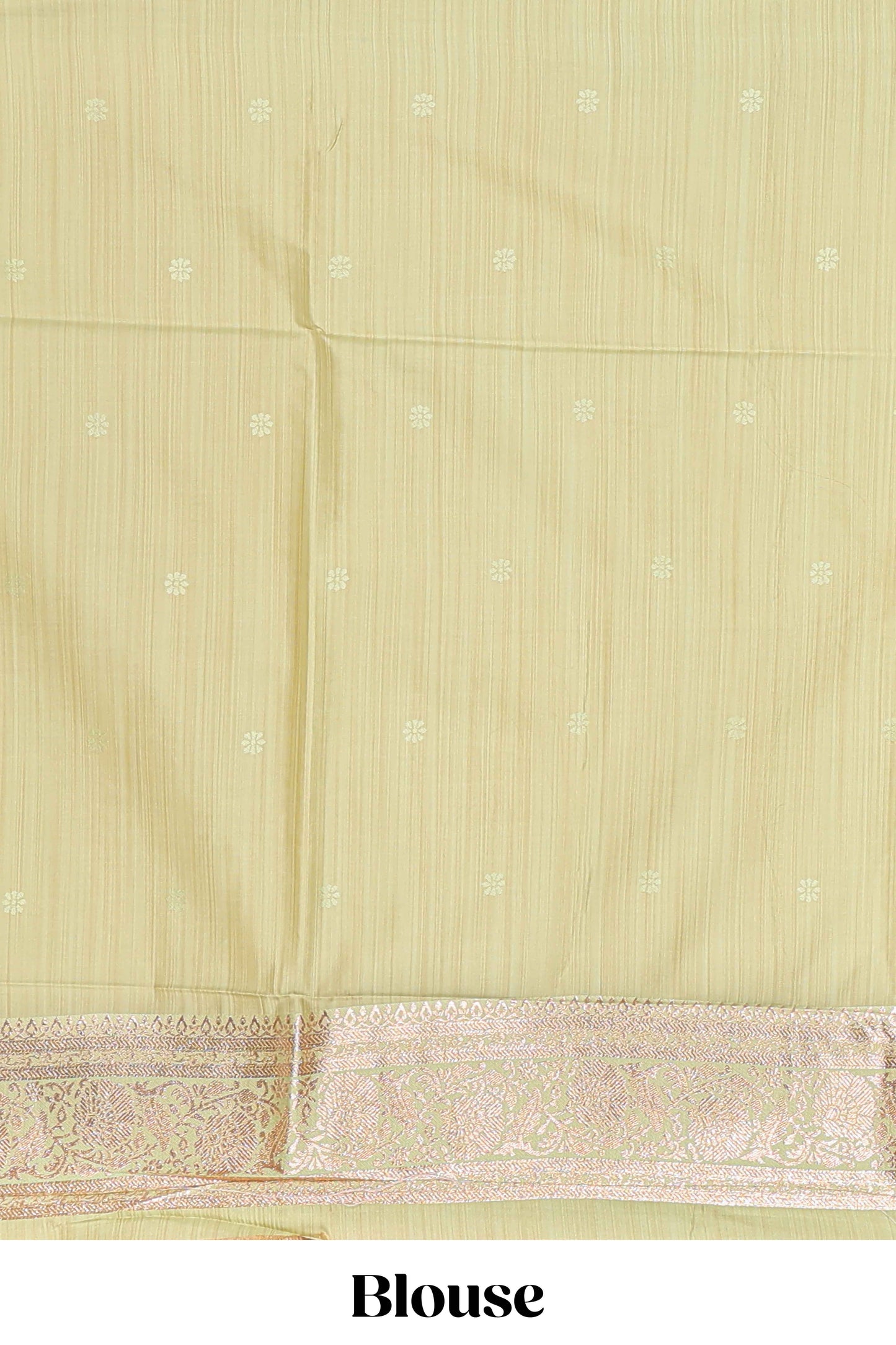 Green floral design motifs banarasi silk saree with self border and matching floral print blouse