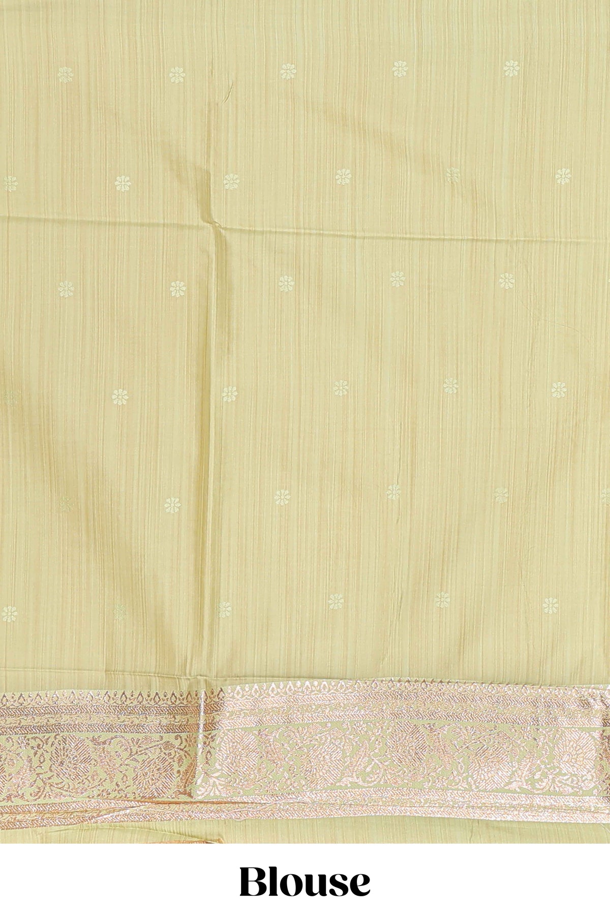 Green floral design motifs banarasi silk saree with self border and matching floral print blouse