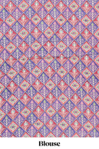 Violet plain banarasi silk saree with self floral design border and contrast printed blouse