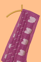 Raspeberry striped zari design banarasi silk saree with self border and matching blouse