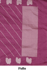 Raspeberry striped zari design banarasi silk saree with self border and matching blouse