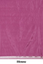 Raspeberry striped zari design banarasi silk saree with self border and matching blouse