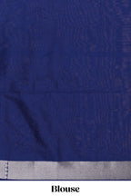 Royal blue floral vines design banarasi silk saree with self border and matching blouse