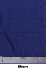 Royal blue floral vines design banarasi silk saree with self border and matching blouse