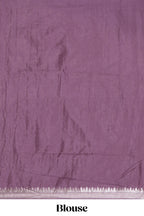 Mauve purple checked design banarasi silk saree with self elephant border and matching blouse