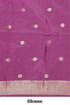 Blue zari motifs design banarasi silk saree with contrast zari border and buttas blouse