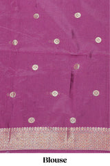 Blue zari motifs design banarasi silk saree with contrast zari border and buttas blouse