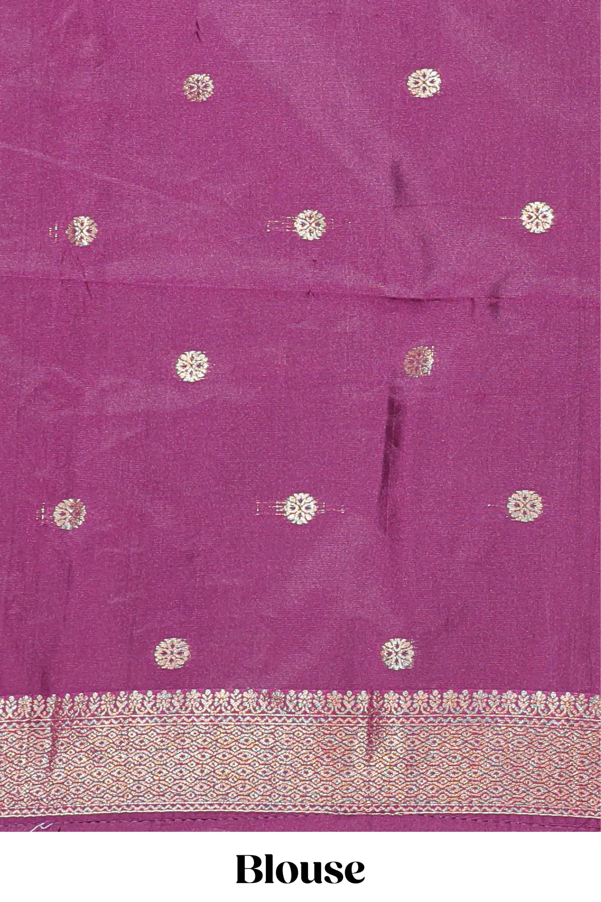 Blue zari motifs design banarasi silk saree with contrast zari border and buttas blouse