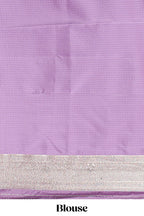 Lavender striped floral design banarasi silk saree with self zari border and blouse
