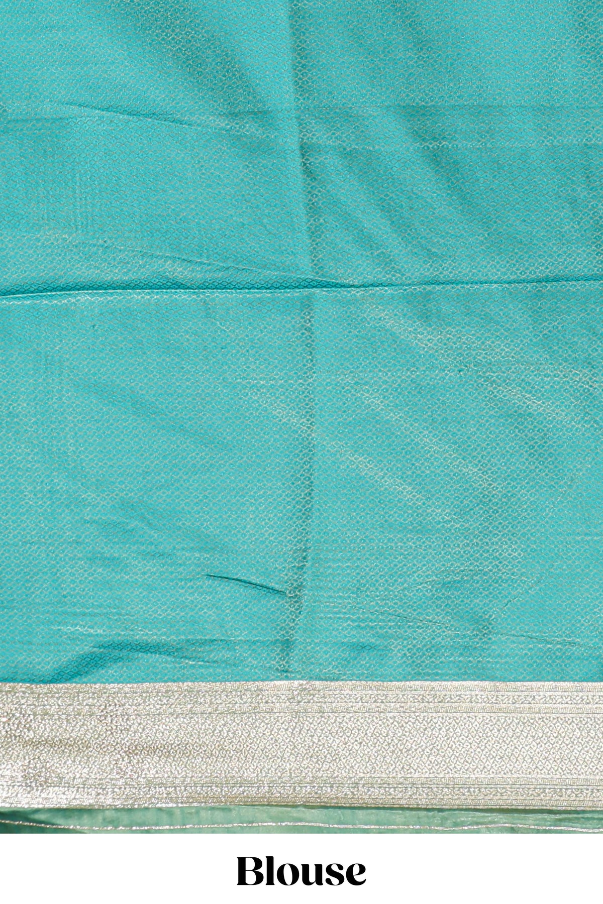 Sea green striped floral design banarasi silk saree with self zari border and blouse