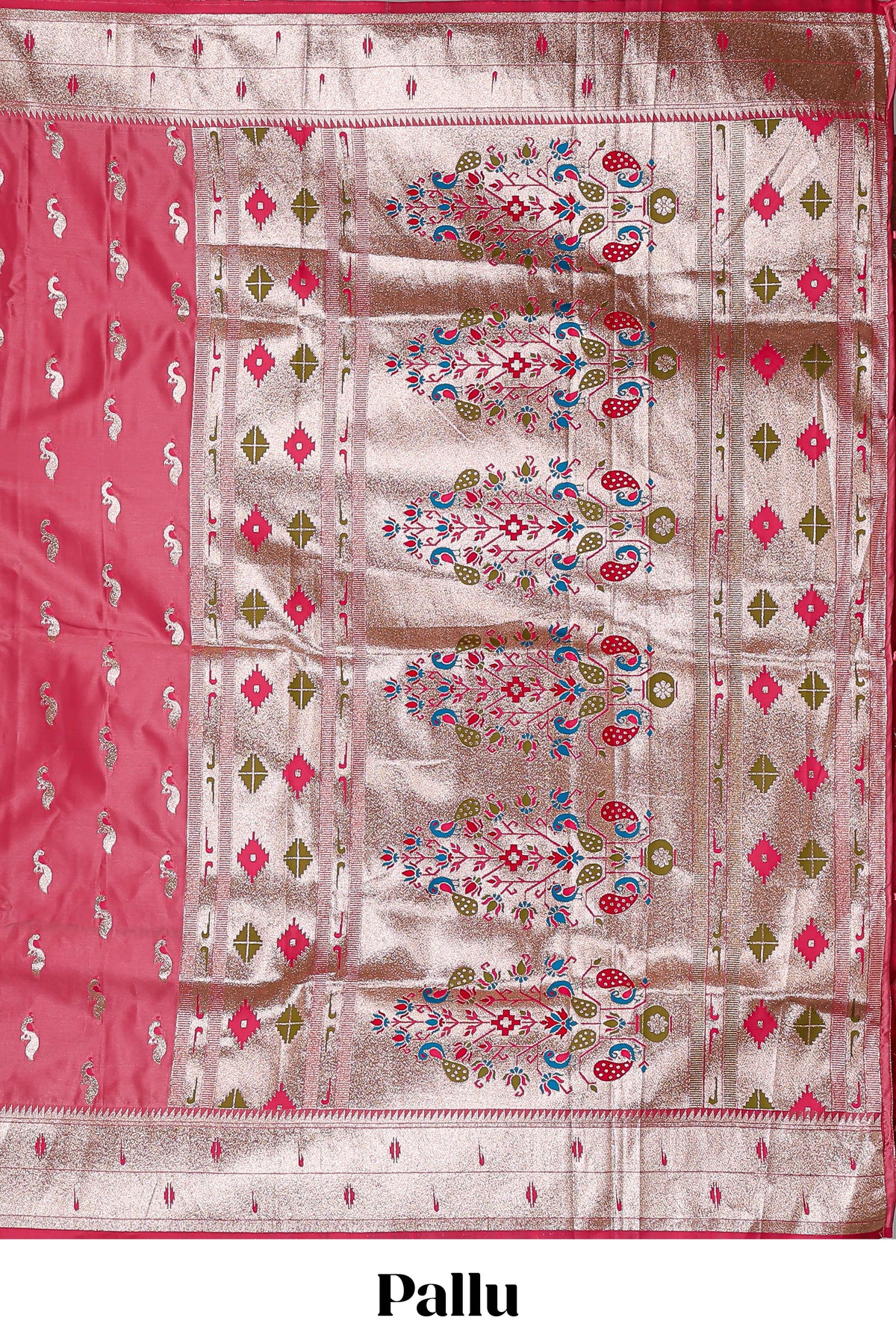 Peach butta designed banarasi silk saree with self zari border and  matching blouse