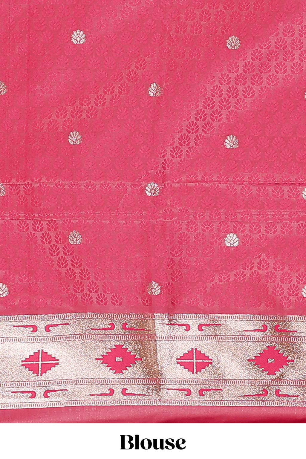 Peach butta designed banarasi silk saree with self zari border and  matching blouse
