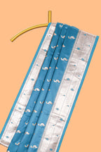Blue butta designed banarasi silk saree with self zari border and  matching blouse