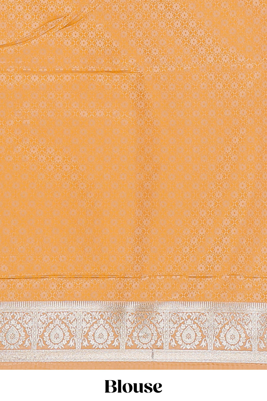 Orange multicolor floral motifs banarasi silk saree with self zari border and  matching blouse
